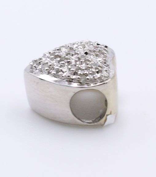 Sparkling Pave Diamond Heart Charm in White Gold