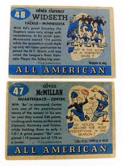 2 Topps 1955 Rookie Football Cards