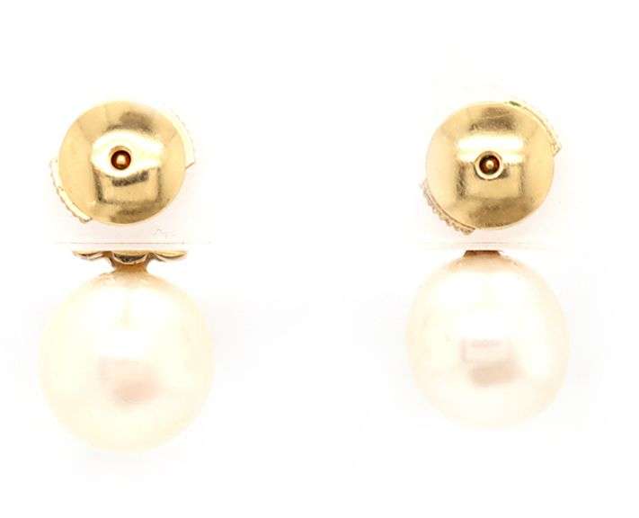 0.30ctw Diamond and 11.0MM Cultured Pearl Earrings in 18K