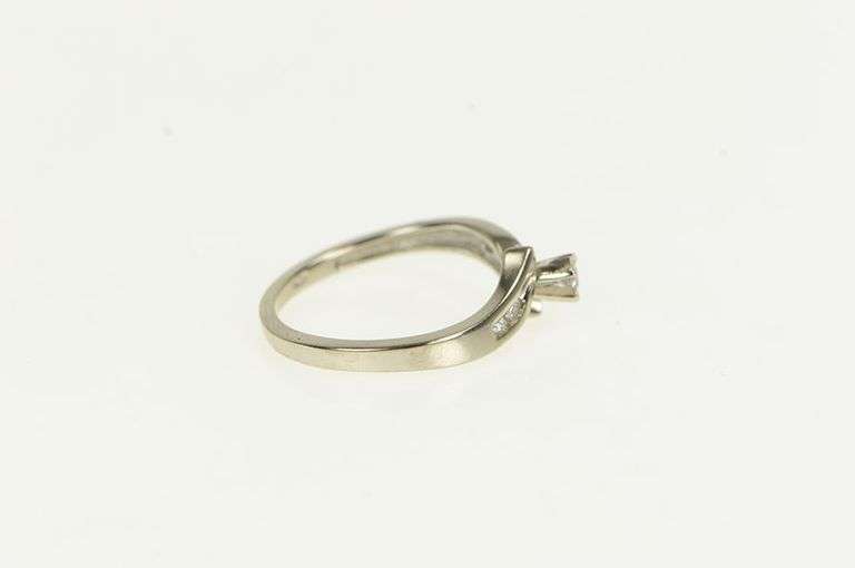 10K White Gold Vintage Classic Diamond Promise Bypass Ring