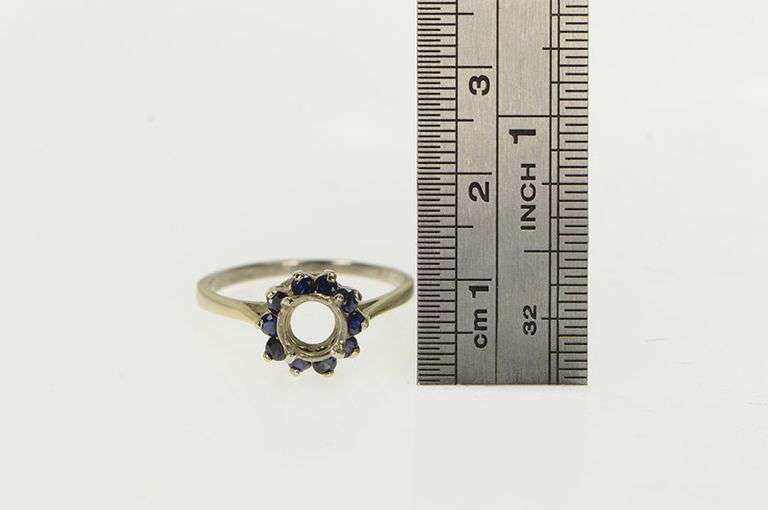 14K White Gold 7.25mm Sapphire Halo Engagement Setting Ring