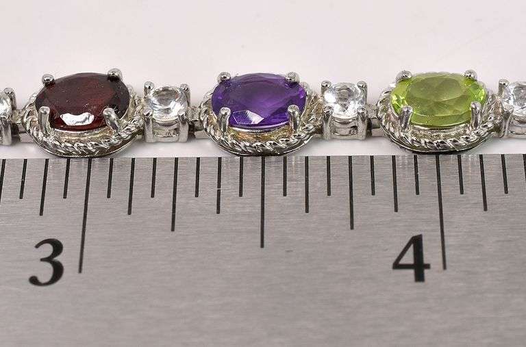 Multi-Gem Bracelet In Sterling Silver