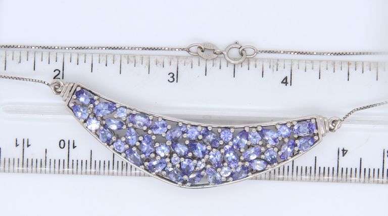 925 Sterling Silver Tanzanite Pendant on Italian Box Chain Necklace