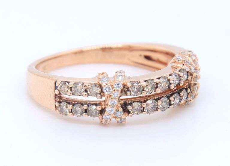 Favorite Rose Gold LeVian 0.55ctw Double Row Diamond X Band