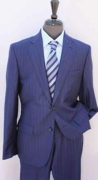 Stylish Striped Slim Fit Suit, Made in Italy