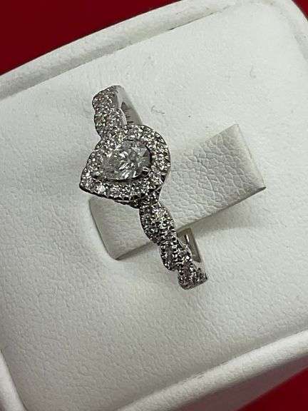 CERTIFIED 14K WHITE GOLD 'NEIL LANE' DIAMOND ENGAGEMENT RING