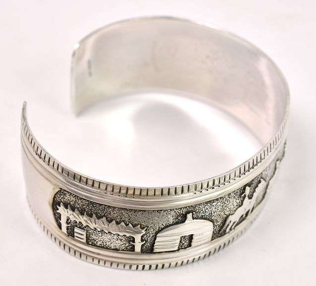 Native American Cuff Bracelet In Sterling Silver
