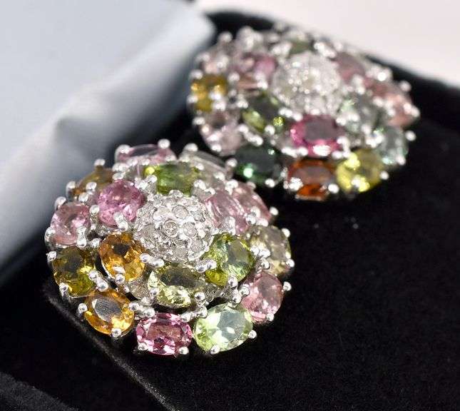 Opulent 6.45CTW Tourmaline & 0.28CTW Diamond Earrings in Sterling Silver