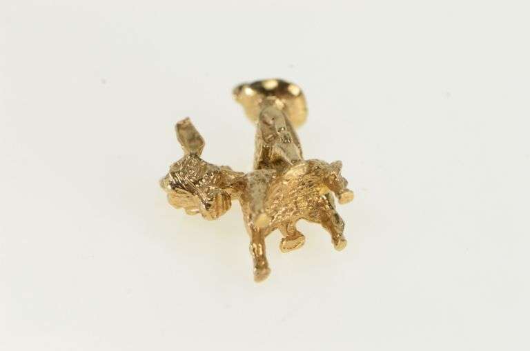 10K Yellow Gold Stylized Vintage Donkey Poncho Cowboy Charm/Pendant