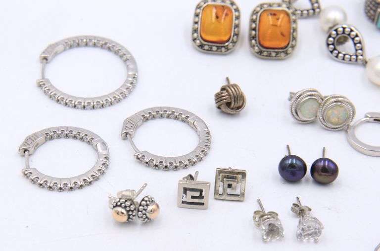 Group Lot of Vintage 925 Sterling Silver Earrings
