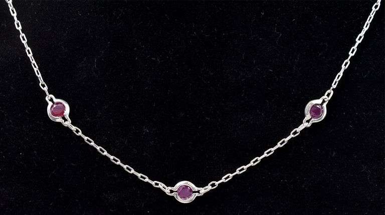 Ruby Necklace In Sterling Silver