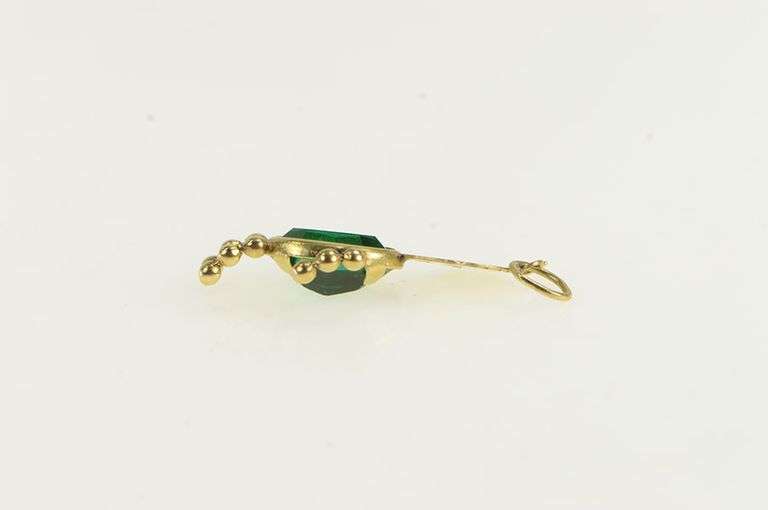 14K Yellow Gold May Birthstone Baby Syn. Emerald Boy Charm/Pendant