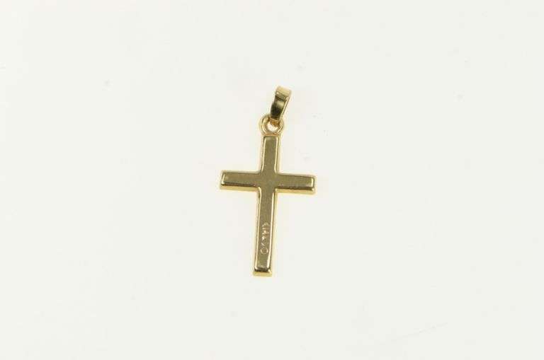 14K Yellow Gold Retro Cross Christian Faith Simple Pendant