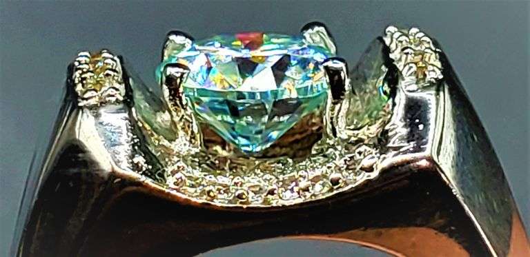 14 Kt White Gold Plate Sparkling 3 Ct Fire Moissanite Ring