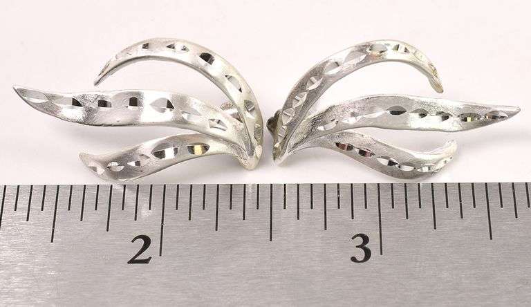 Wave Stud Earrings In Sterling Silver