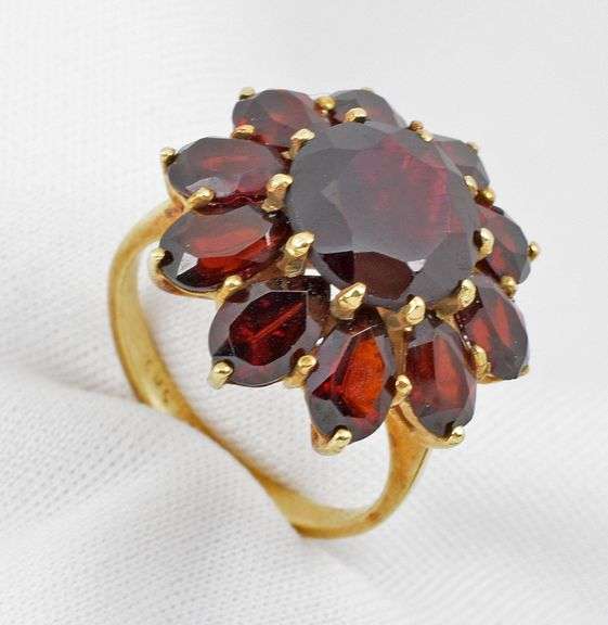 Classic Garnet Cluster Ring in 14k