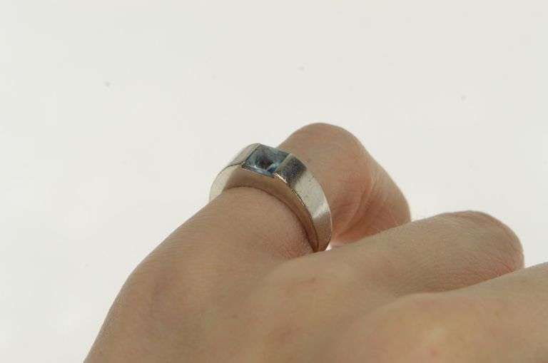 18K Yellow Gold Cartier Aquamarine Tank Designer Statement Ring