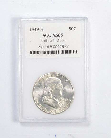 MS65 1949-S Franklin Half Dollar - Full Bell Lines - Graded ACC