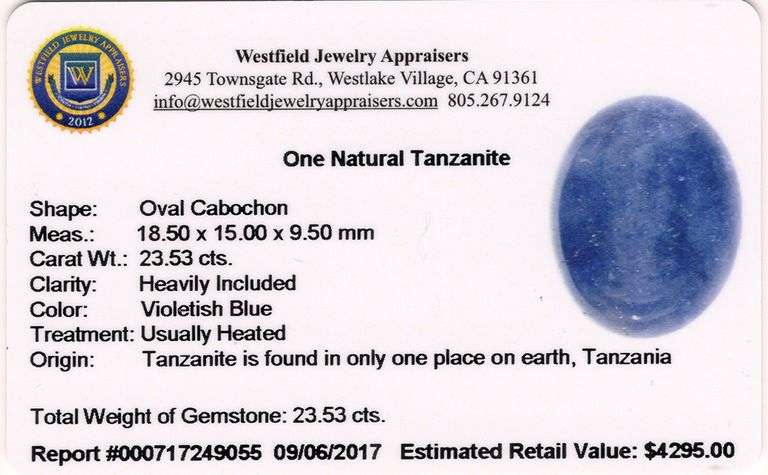 Gorgeous 23.53CTS Tanzanite Gemstone