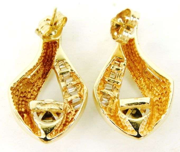 Vintage 14K Multi-Diamond Drop Earrings