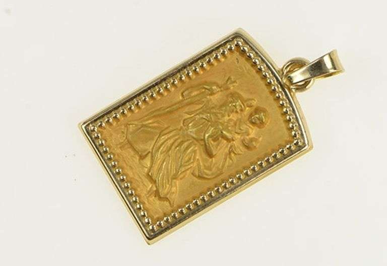 14K Yellow Gold Saint Christopher Travel Patron Protect Charm/Pendant