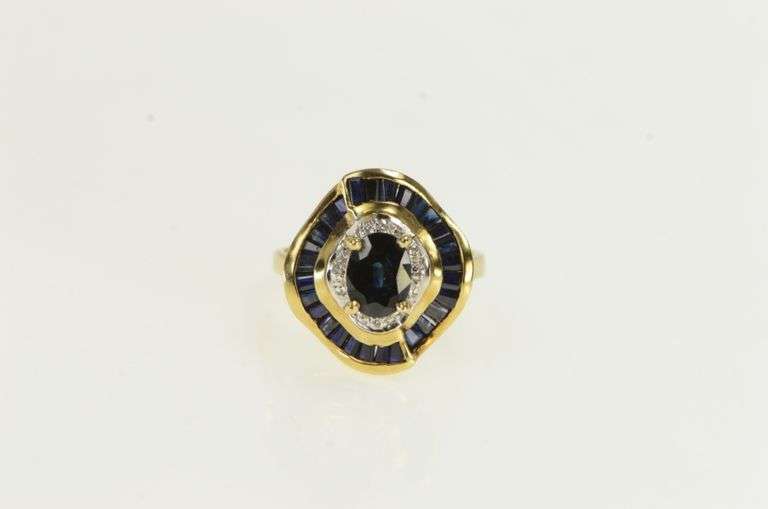 10K Yellow Gold 2.25 Ctw Natural Sapphire Ballerina Engagement Ring