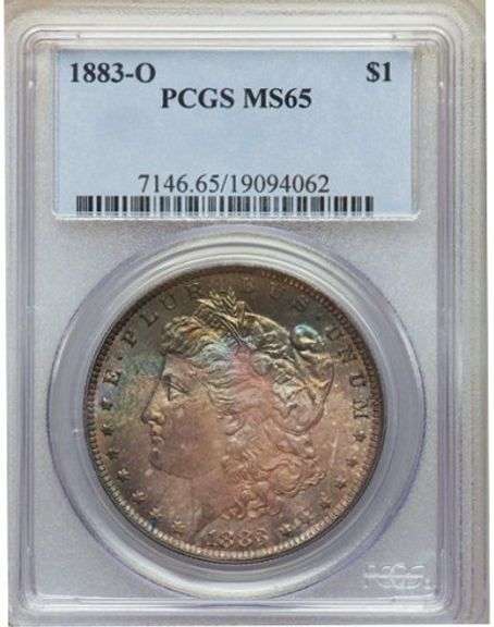 Superb Gem BU 1883O Morgan Incredible Toning Throughout PCGS MS 65!
