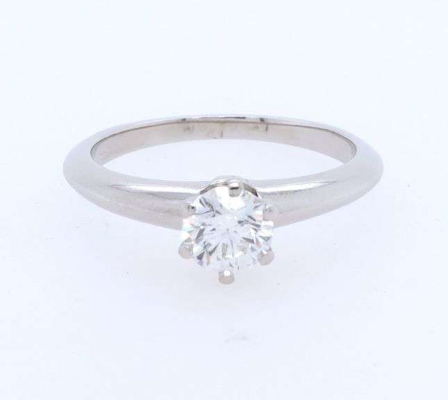 Tiffany & Co. 0.52ct Round Diamond Engagement Ring in Platinum W/Box and Papers