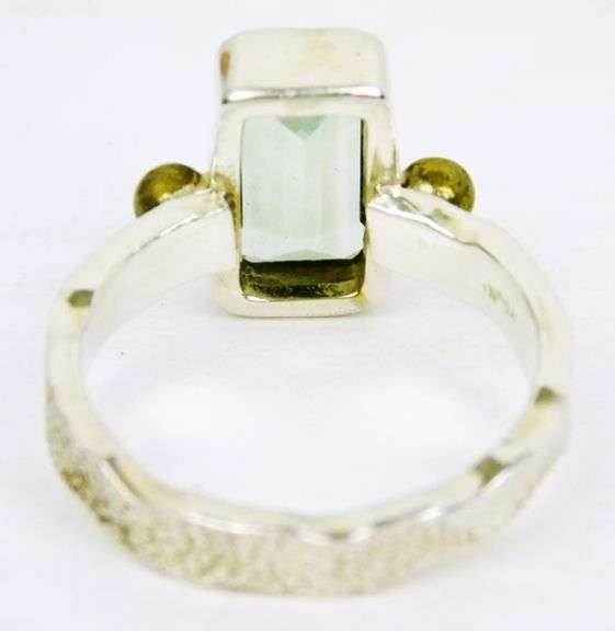 Sterling Green Amethyst Ring, Size 7