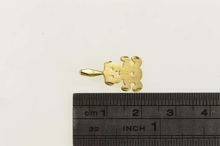 14K Yellow Gold Diamond Cut Teddy Bear Stuffed Animal Charm/Pendant