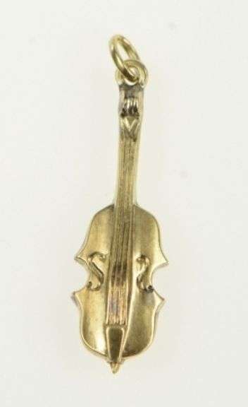 14K Yellow Gold Violin String Music Instrument Vintage Charm/Pendant