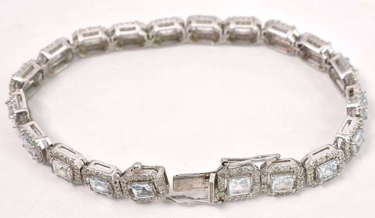 Darling Direct From Manufacturer Brand New European 6.50CTW Aquamarine & 3.00CTW Diamond Bracelet in Sterling Silver