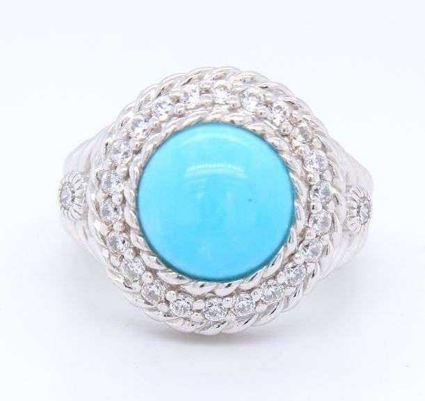 Judith Ripka Sterling Silver Dazzling Turquoise Ring