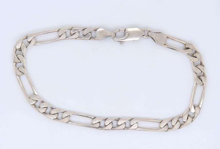 Set of Vintage Italian 925 Sterling Silver Figaro Necklace and Bracelet