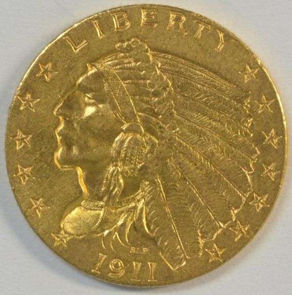 Blazing BU 1911 US $2.50 Indian Gold Piece. Nice
