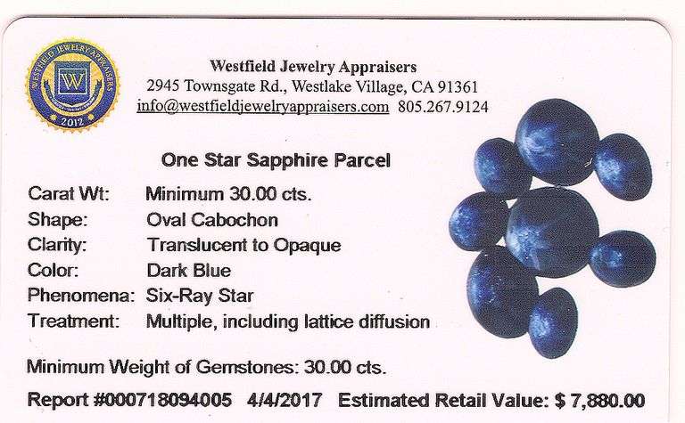 Gorgeous 30.00CTW Oval Shaped Cabochon-Cut Star Blue Sapphire Parcel
