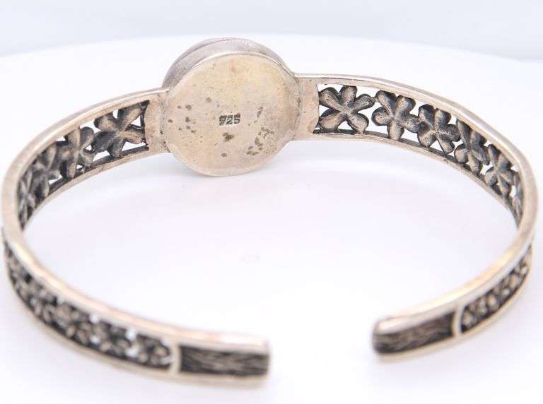 Set of Vintage 925 Sterling Silver Grey Pearl Bangle and Ring