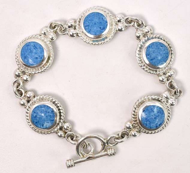 Blue Gemstone Bracelet In Sterling Silver