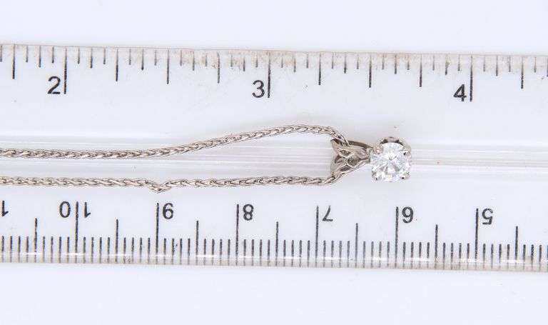 Shimmering White Gold Round Brilliant Cut Diamond Pendant on Chain