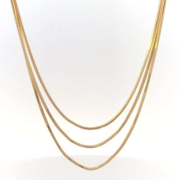 14K Yellow Gold 1.4mm Classic Link Snake Chain Vintage Necklace