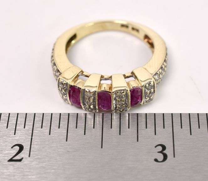 Cute Ruby and Diamond Ring In Yellow Gold