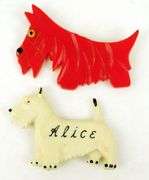 2 Vintage Plastic Scottie Dog Pins