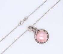 925 Sterling Silver Pink Pearl Pendant on Chain Necklace