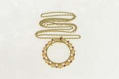 14K Yellow Gold Ruby 1 Oz Gold Eagle $50 Coin Holder Chain Necklace