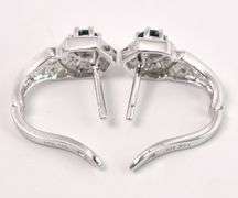 Beautiful Blue Sapphire and Diamond Dangle Earrings In 14K White Gold