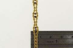 14K Yellow Gold Sapphire Ornate Rope Link Vintage Chain Bracelet