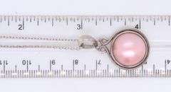 925 Sterling Silver Pink Pearl Pendant on Chain Necklace
