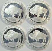 4 Superb Cameo Prooflike 1 Troy Oz pure Silver Buffalo Rounds