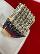 CERTIFIED 14K YELLOW GOLD MEN'S DIAMOND RING . 2.25 CARATS