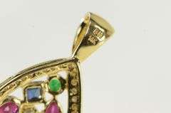 14K Yellow Gold Ctw Emerald Ruby Sapphire Diamond Pendant